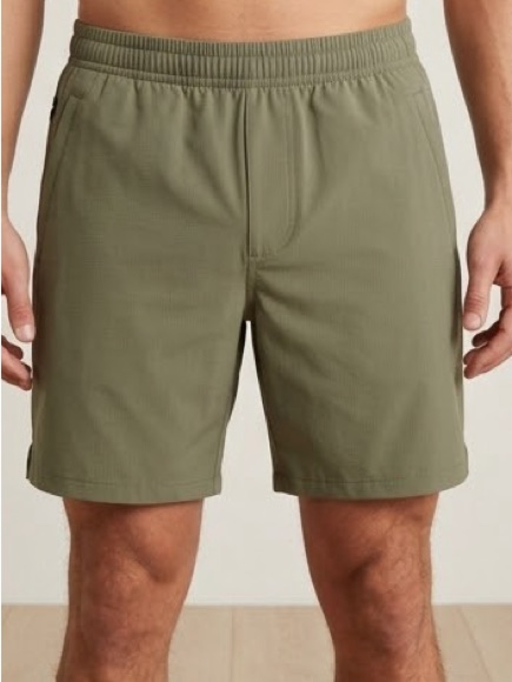 Olive Green Men's Athletic Shorts with Elastic Waist